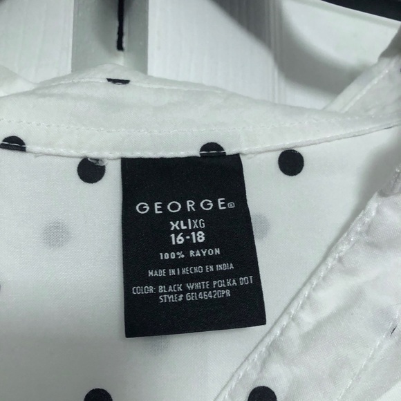XL George white polka dot long sleeve button down - Picture 3 of 3